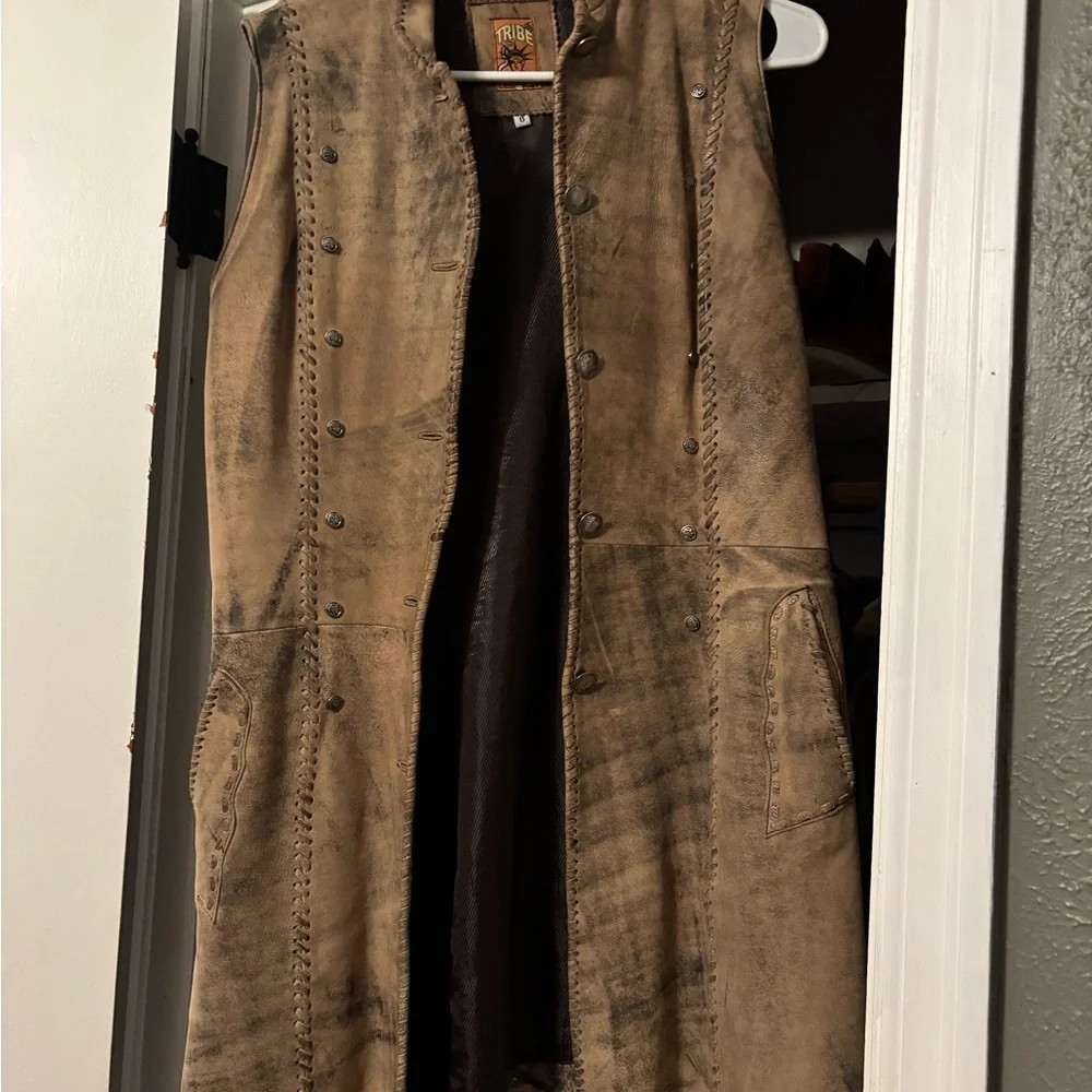 Tribe Leather Sleeveless Vest - Picture 1 of 5